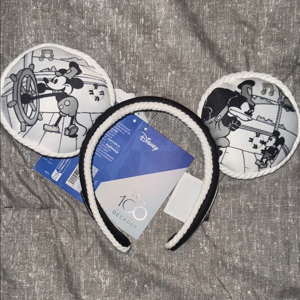 Disney Black and White Mickey Mouse Ears Headband